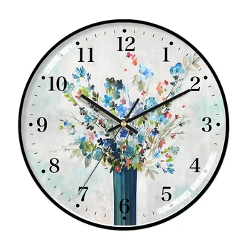 Красиви стенни часовници с букет цветя, 3D метален стенен часовник в скандинавски стил, модерен дизайн за декорация на дома, кварцов стенен часовник Super Mute