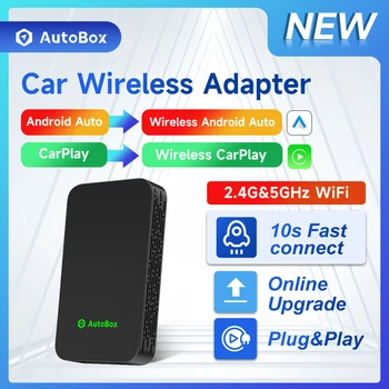 2air Autobox 5.0 Безжична Apple CarPlay Безжичен Android Auto Box 2,4 G и 5,8 Ghz WiFi BT Connect Plug & Play За кабелна Автомобили AA CP