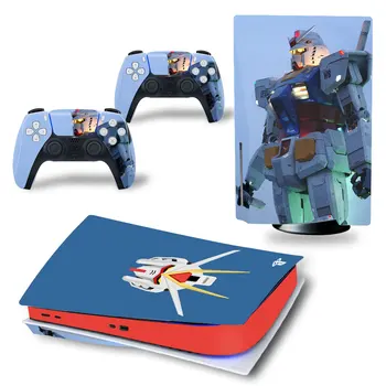 Стикер на корицата на диска Gundam PS5 за конзола и 2 контролери, vinyl стикер на корицата на диска PS5 за конзолата.