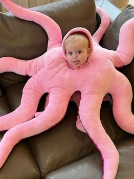 Сладки, играчки, коледна поздравления гигантското бебе-октопод, забавни костюми, червен плюшен кукла от Интернет, октопод