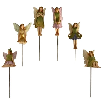 Мини фигурки феи, 6 бр./компл., набор от колове за градински феи от смола, миниатюрни фигурки