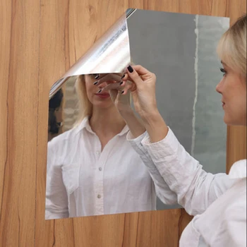4шт 23x15 см Квадратно Огледало Стъклени Плочки Акрилни Стикери За Стена Стикер на Самозалепващи Мозайка Начало Декор За Баня направи си САМ 3D Стикер За Стена