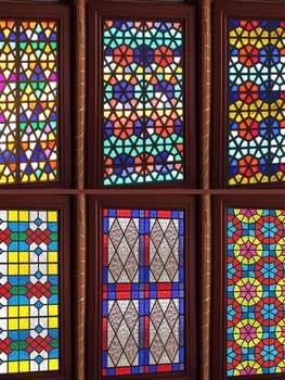 Реколта апликация от витражного стъкло, плочки, Баня, Балкон, Кухня, Мат Апликация за украса на прозорци, Витражи в етнически стил Htv