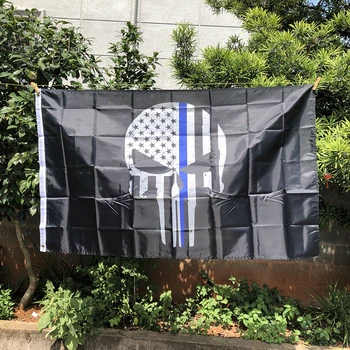 Флаг Z-ONE 90x150 см Каратель Череп на полицията Тънка синя линия Американски флаг 3 фута x 5 фута полиестер подвесное украса банер