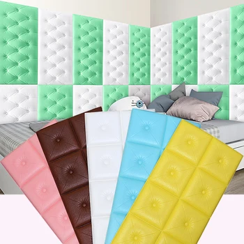 3D самозалепващи стикери за стена, плътен тапет, Татами, устойчив на удари стенен килим, Детска спалня, декора в хола, с Мека възглавница