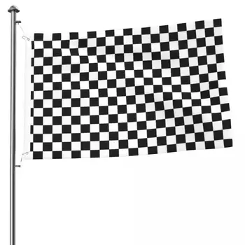 Кариран флаг. Черно-червен флаг градински флаг Месингови втулки 2x3 фута флаг Двупосочен флаг