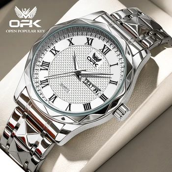 Модни маркови бизнес часовници OPK, луксозни мъжки кварцови часовници, висококачествени оригинални водоустойчиви часовници е от неръждаема стомана 8166