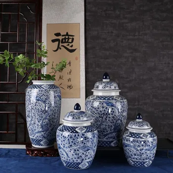 Керамични банка за джинджифил, китайска класическа декоративна банка, ваза от морски вълни, на Банка за съхранение на Бижута, ръчно изработени, декоративни Аксесоари