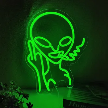 Зелена Извънземна Неонова реклама за игрални Фаянс Стая Декор Хип-Хоп Партита Led Табели За Юношеска Стая Спалня Мъжки Пещера Стенен Декор