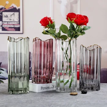 Начало декор Цветна стъклена ваза Домашен малко хидропонно растение Стъклена бутилка Декор хол Украса от сухи цветя Ваза за цветя