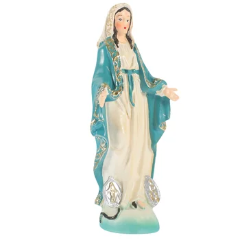 Статуя на Дева Мария Религиозна Статуя от смола Украса на Статуята на Дева Мария за работния плот