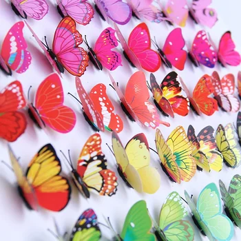 12 БР 6 см Пеперуда 3D декорация Пеперуда Прозорец хладилника Детска стая Художествена стена Украса на градината със собствените си ръце Пеперуда за Декорация