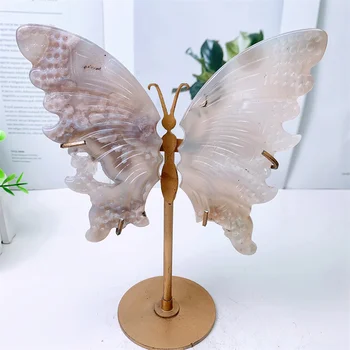 Натурален Цвете Ахат Крила на Пеперуда Нишката на кристала Занаяти Целебната Енергия на Щастливия Камък Декорация на дома, Подарък за рожден Ден, 1 чифт