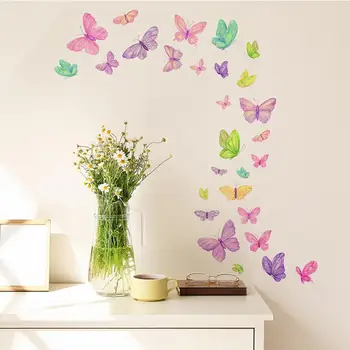 Цветни Пеперуди Стикер На Стената Трайно Стикер На Стената Светеща Пеперуда Стикери За Стена Водоустойчиви Стикери от PVC за Момичета '