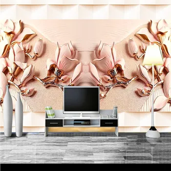 хартия за декора на стените beibehang 3D Класически перлено бял цвете Магнолия, хол, трапезария, хотел, стенописи-3d тапети