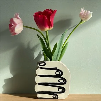 Уникални мини-ваза за цветя, ваза за ръце, креативна декоративна ваза от смола с ръчно изработени, модерна керамика, модерен интериор