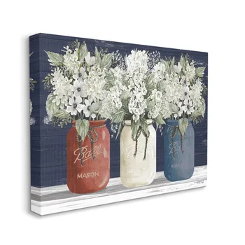 Цветя букети Industries Americana, селски цветя, гордостта на страната, монтиран на стената дизайн на платното от Синди Джейкъбс, 36 x 48