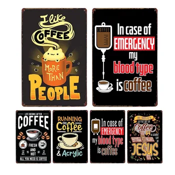 Метални табели за бар Ретро надписи Coffee Time Стенен плакат, украса на кръчма, клуб, кафене, Лидице и боядисани, Реколта чинии за домашен интериор 20x30 см