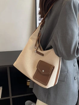 Ежедневните разнообразни холщовые чанта през рамо, обикновена дизайнерски студентски ежедневни чанти-тоут в корейски стил, дамски торбички за пазаруване