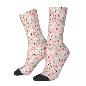 Доктор по Медицина - Розово и Розови чорапи, д-Р по медицина Мъжки Дамски Пролетни Чорапи от полиестер