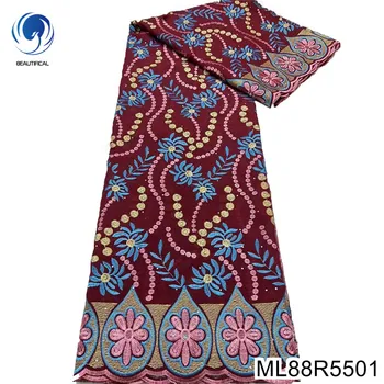 Висококачествена Швейцарска вуалевая плат в нигерия стил с бродирани цветя в ретро стил, Африканските памучни дантели за вечерните рокли ML88R55