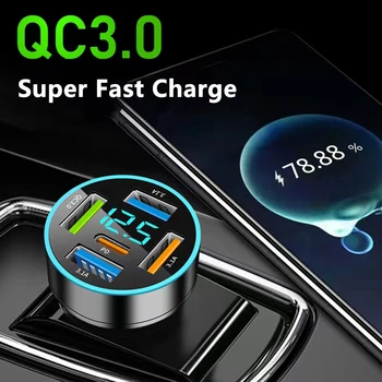 5 Пристанища Зарядно Устройство за Бързо Зареждане на PD QC3.0 C USB Адаптер, Зарядно за кола За iPhone 13 12 Xiaomi Samsung