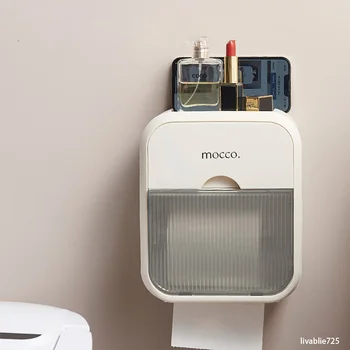 Нов държач за тоалетна хартия стенен водоустойчива кутия за съхранение кърпички в кутия за съхранение на тоалетна хартия аксесоари за баня, държач кърпички