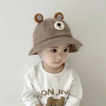 Продажба на едро, бебешки шапки, Есен-зима 2023, корейската версия, Вельветовый мече от картун за момчета и момичета, топла детска панама 48-50 см