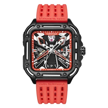 Луксозни автоматични механични мъжки ръчен часовник с водоустойчив светящимся виртуален скелет, мъжки часовник с каишка силикон, спортни мъжки часовници Reloj