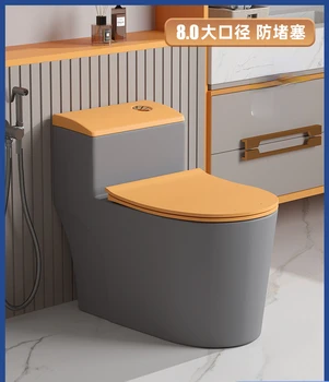 Сифон за домашно тоалетна с голям диаметър Светло-оранжев цвят, Дезодорант Сив цвят, керамична мивка за баня с помпа