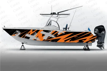 Векторен дизайн абстрактна стикер с неправилна форма за лодки Опаковка с Лодка за риба Водоустойчив Изработени по поръчка стикер за морски лодки vinyl обвивка за лодка