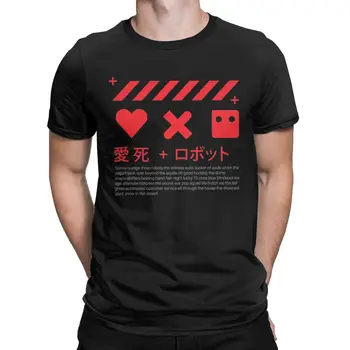 Тениска Love Death Robots С Японски Текст, тениски за мъже, Забавна Тениска от 100% памук Кръгло деколте И къс ръкав, Дрехи Големи Размери