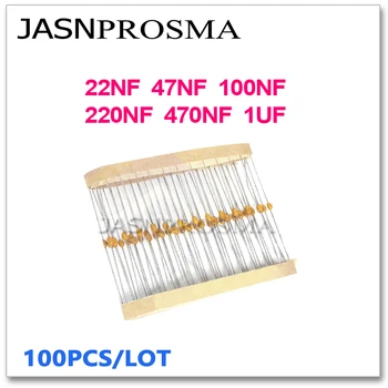 JASNPROSMA аксиален Монолитна керамичен кондензатор 100ШТ 50V 22NF 47NF 100NF 220NF 470NF 1 ICF 223 473 104 224 474 105 10% K 20% M