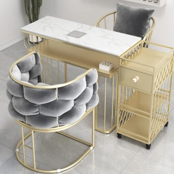 Дизайн Многофункционален Салон за Маса Ретро Тоалетка Nordic Modern Нокти Desk Маркова Метални Мебели За Маникюрного Салон Mesa De YX50M