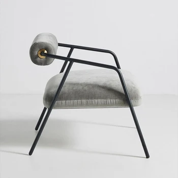 Столове за всекидневна с мързеливи подлакътници, Скандинавски Дизайн, Метални Столове за всекидневна, Модерна Единично Мебели за дома Relax Meuble De Salon WK50LC