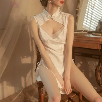 Китайски стил чонсам cosplay секси бельо бельо дамски самостоятелна стая флирт нощница униформи, определени за съблазняване