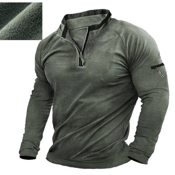 Модерни мъжки блузи с руното облицовка, hoody с качулка, тактически нож мускулест топ с цип дълъг ръкав, пуловер, hoody, палта, дрехи