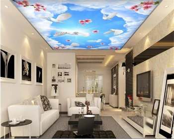 beibehang Съвременната мода козметична декоративна живопис papel de parede 3d тапети бели облаци на небето мечтите си стенописи zenith гоблени