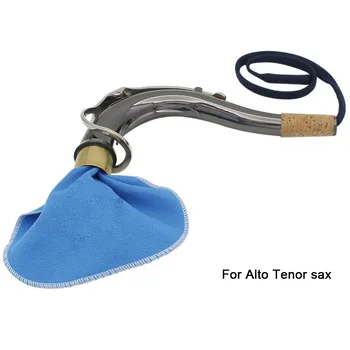 Детайли комплект кърпички за почистване на саксофон: Протегнете набор от саксофони Tenor чрез 18*12*1 см, аксесоари Синя кърпа за почистване, съвсем нова.