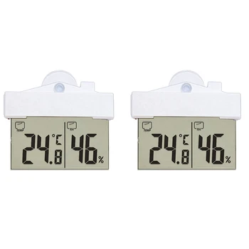 2X Дигитален Прозрачен Домашен Прозорец дисплей Термометър, Влагомер за Измерване на температурата на закрито и открито