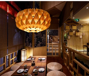 Лампи югоизточна Азия, Полилей в японски стил, Дървена лампа, Спалня, Тайландски хотел, Дървени кожена лампа