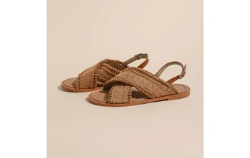 Дамски сандали 2022 Летни Нови дамски обувки на равна подметка в римски стил в ретро стил, Модни плажни сандали Дишаща Бохемската обувки