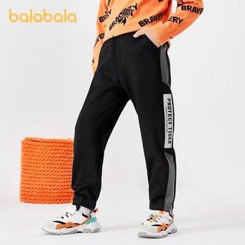 Панталони за момчета Balabala за деца 2023 година Плюс флисовые панталони, Зимни, спортни панталони, топли панталони, Модерни Стръмни
