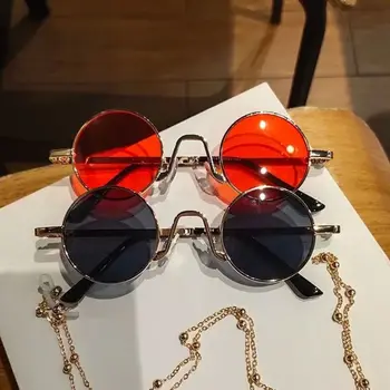 Пънк Малки Кръгли Слънчеви Очила Моден UV400 Защита Цветни Кръгли Нюанси на Очила за Парти/на Плажа/ за Пътуване/Градинска Дрехи