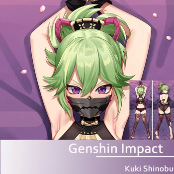 Аниме игра Genshin Impact Kuki Shinobu Dakimakura, обнимающая цялото тяло, калъфка за възглавница, 3D калъфки за възглавници