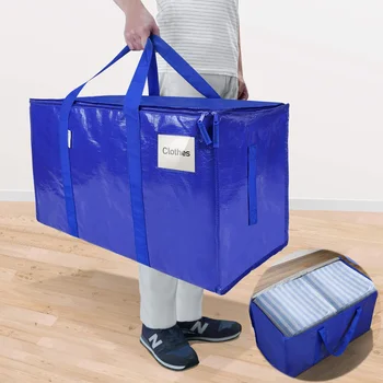 Многофункционална тканая чанта, удебелена чанта за опаковане на багаж с дръжки, водонепроницаемое одеяло сверхбольшой капацитет, преносим чанта за съхранение