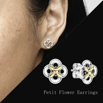 Дамски Дизайнерски бижута Обици във формата на малки цветя Модни търговия на Едро Сребърни Сърца, Луксозна Двойка Гвоздиков за пиърсинг на ушите на Марката Crystal Gift