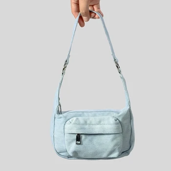 Ежедневни деним чанта през рамо за жени, реколта чанта през рамо, малки чанти-незабавни посланици за скитници, прости портмонета за купувачите 2023 г.