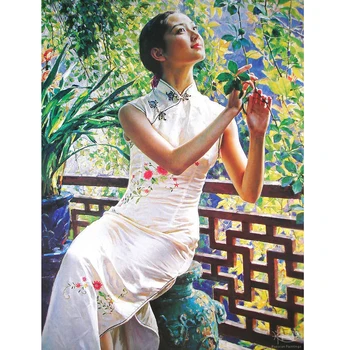 Възпроизвеждане на картини с маслени бои На Цзэцзюй, ръчно рисувани от известния пейтнинг-копие на Съвременните картини с маслени бои на красиво момиче, Начало декор на стените