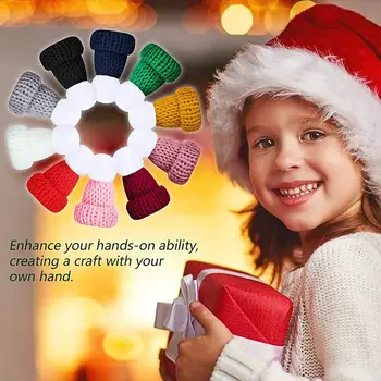Красиви Цветни Аксесоари за кукли Мини-crochet-шапки със собствените си ръце, украса за мини-вълнени шапки за еднократна употреба, Коледни Мини-crochet куклени шапчица